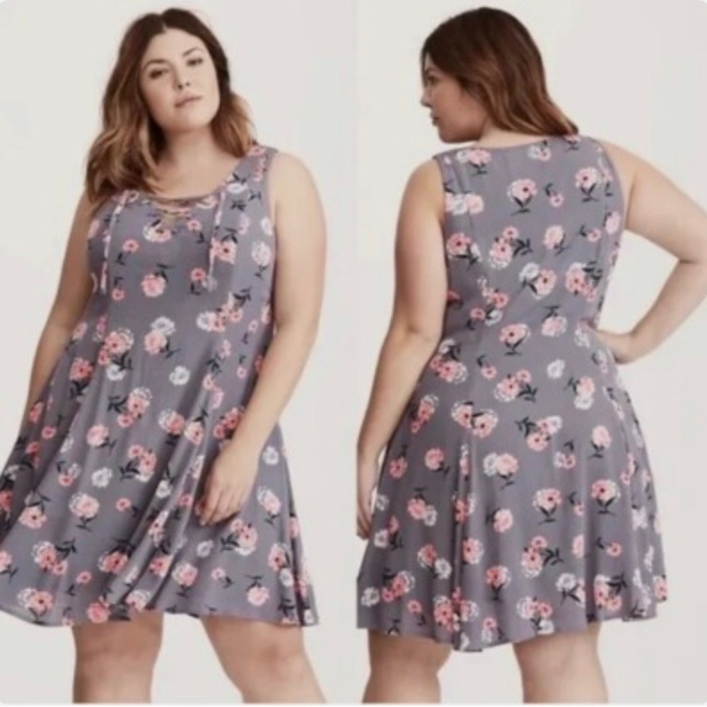 Floral Gray Sleeveless Dress